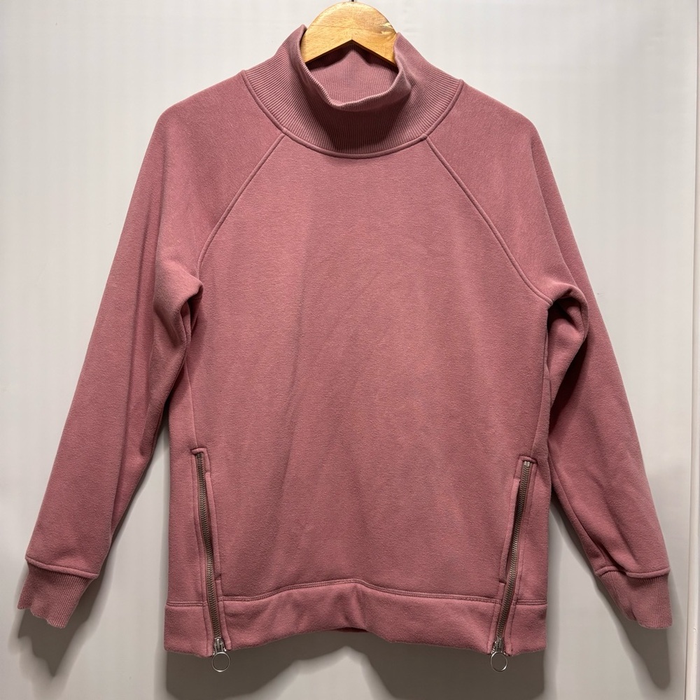 Athleta Cozy Karma Side Zip Pink Pullover Sweatshirt Zippers Women’s XS
